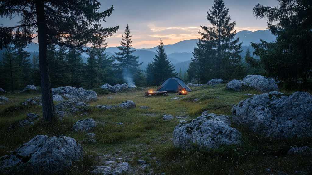 bivouac protégé par les arbres