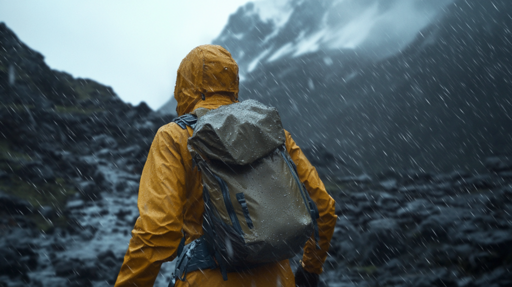 face à la pluie en haute montagne